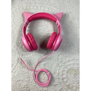 Kids Pink Cat Ear Wired Headphones* Gorsun Adj Headband Soft Cushions 3.5mm Jack